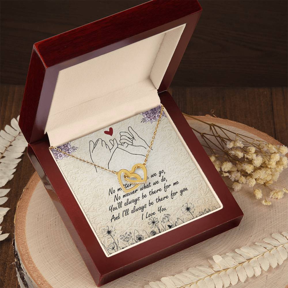 No Matter Interlocking Hearts Necklace Message Card