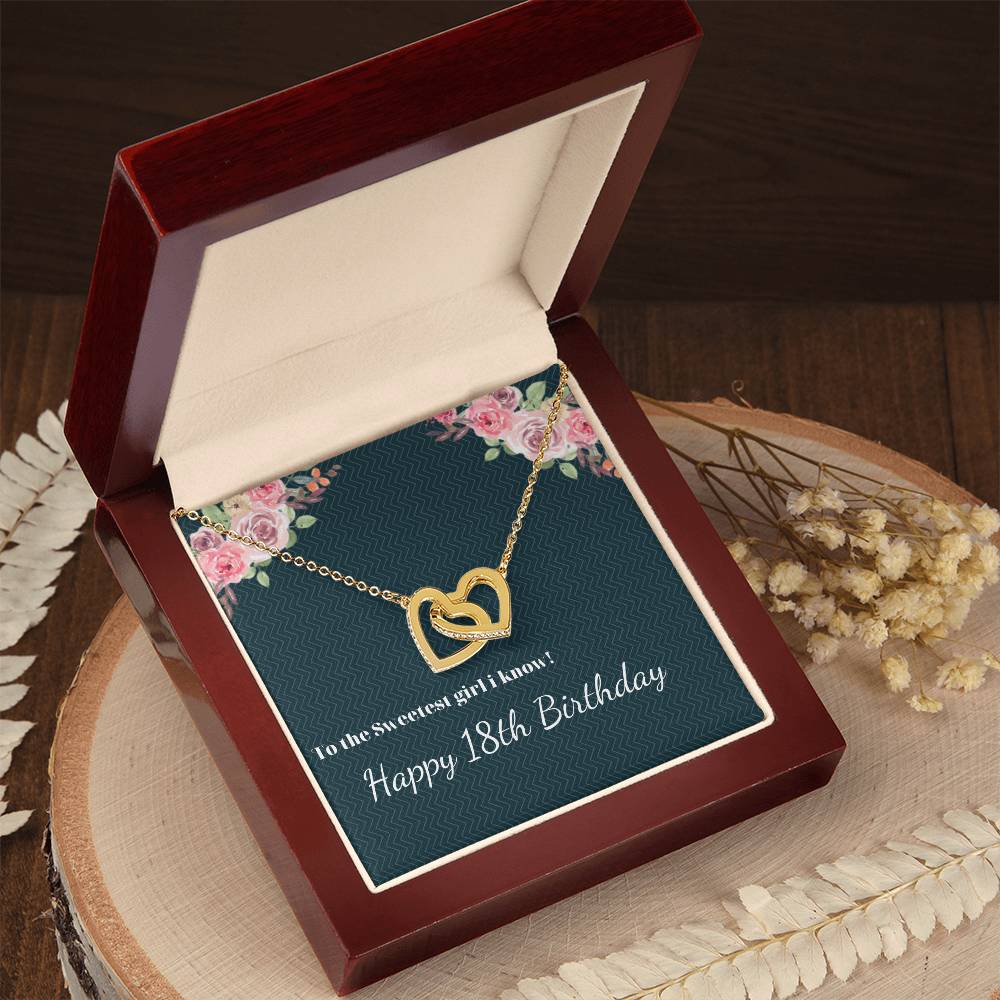 Happy 18Th Brithday Interlocking Hearts Necklace