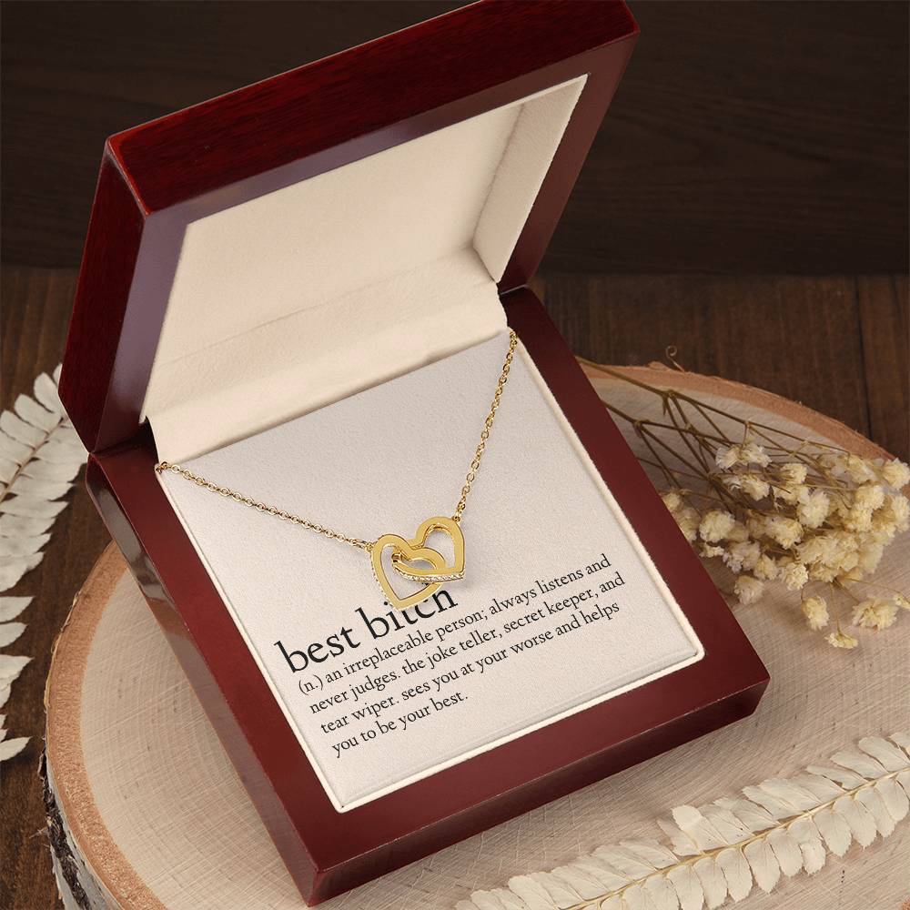 Definition Of A Best Bitch Interlocking Hearts Necklace