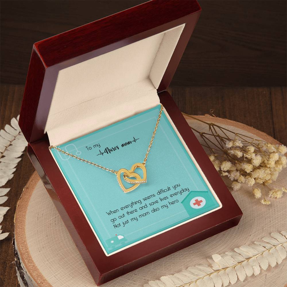 Nurse Mom Gift Interlocking Hearts Necklace Gift For Nurse Mom