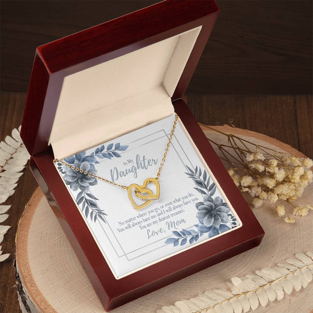 Dearest Treasure Mom To Daughter Gift Interlocking Hearts Necklace
