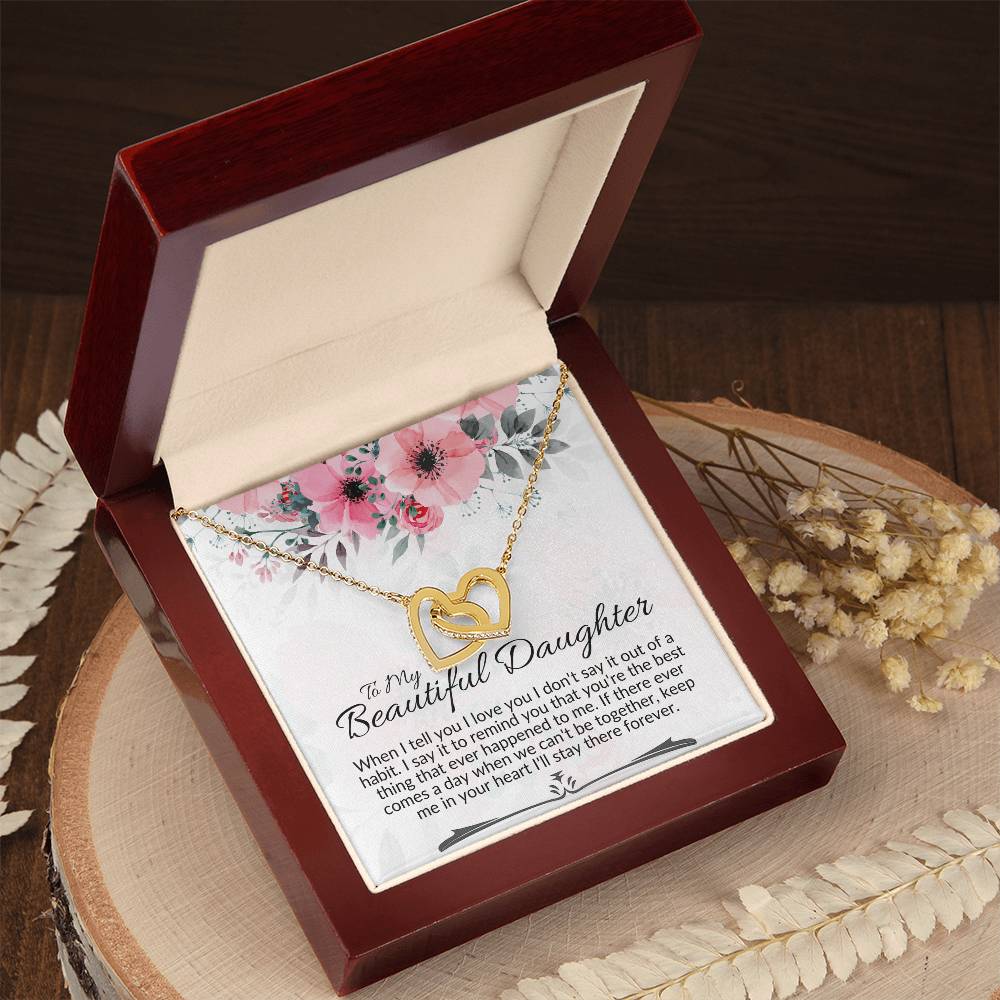 Interlocking Heart Necklace-To My Beautiful Daughter Interlocking Hearts Necklace