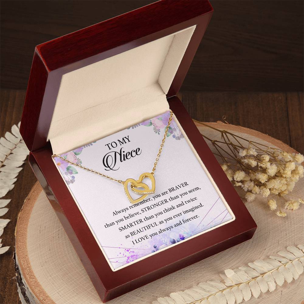 To My Niece Interlocking Hearts Necklace Message Card