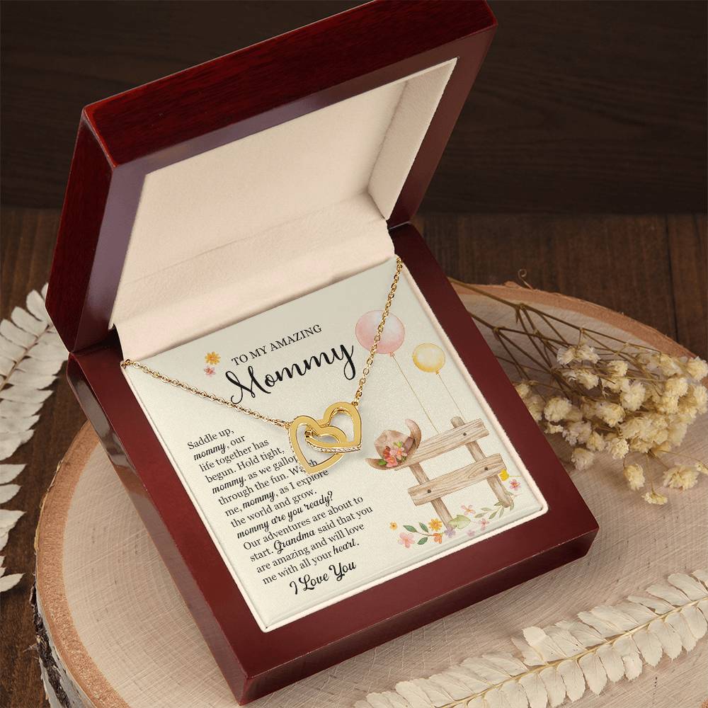 Saddle Up Amazing Mommy Necklace Interlocking Hearts Necklace