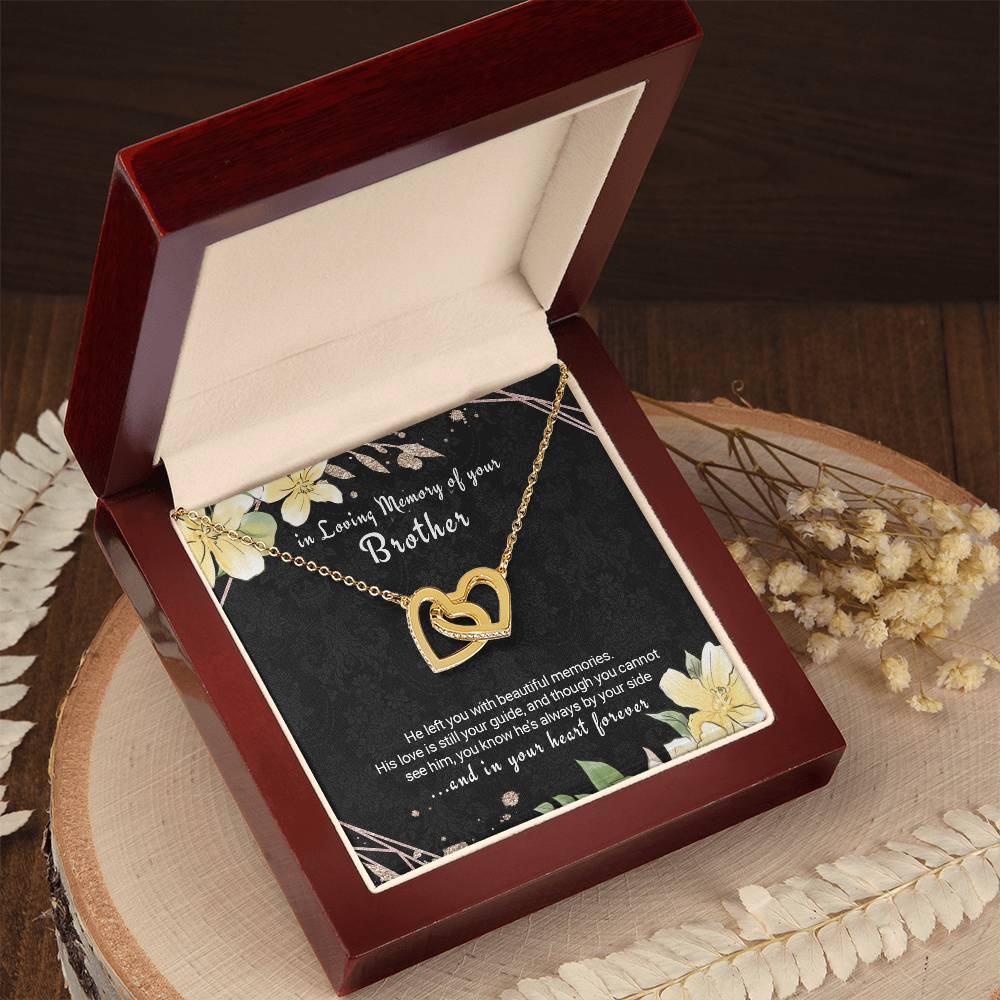 In Memory Brother Necklace Twin Hearts Sympathy Gift For Loss Of Brother Interlocking Hearts Necklace