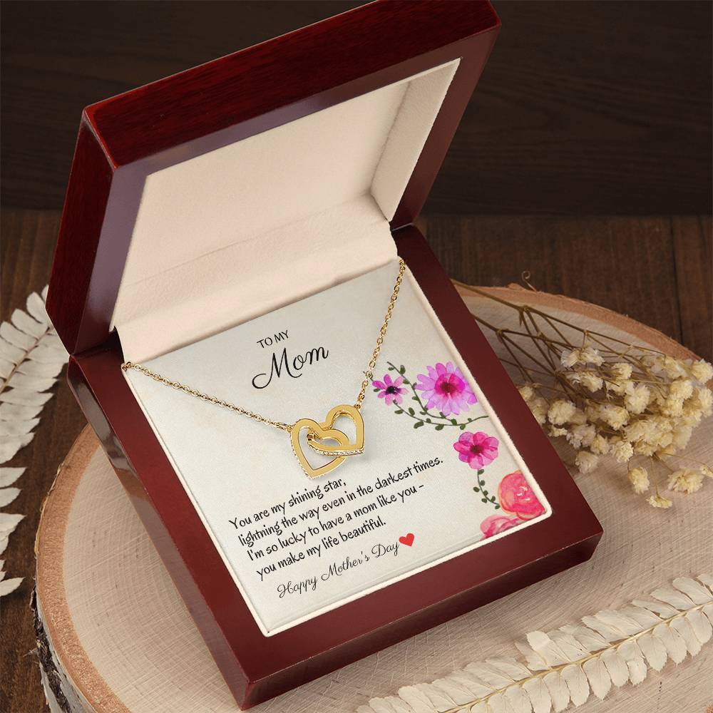 To My Mom - My Shining Star - Necklace Interlocking Hearts Necklace