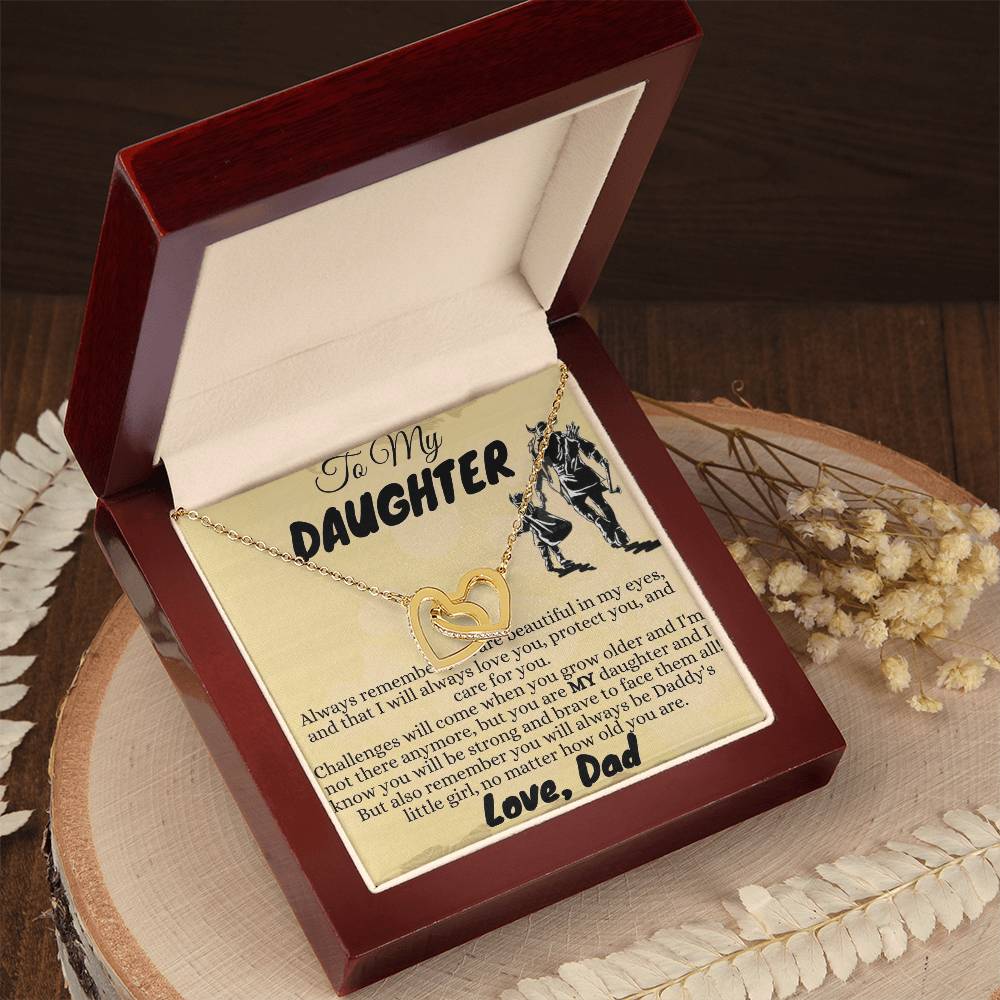 To My Lovely Daughter - Interlocking Hearts Necklace