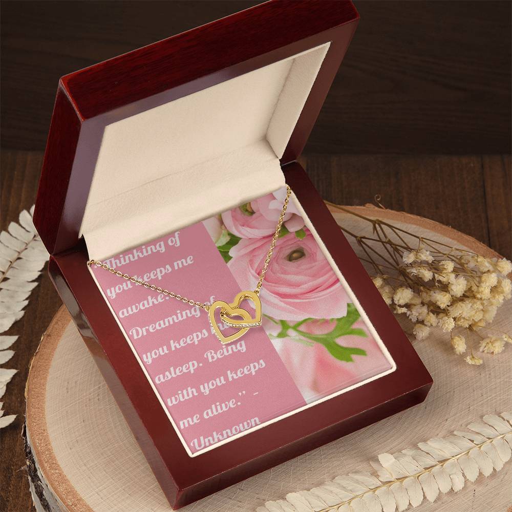 Ike Mens ProductionLove Quote Jewelry Interlocking Hearts Necklace