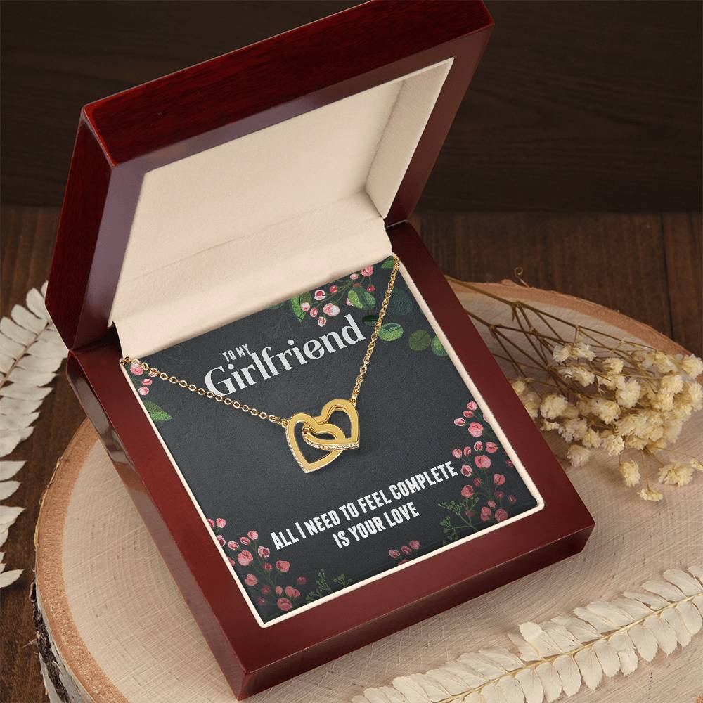 For Girlfriend Interlocking Hearts Necklace - All I Need Is Your Love