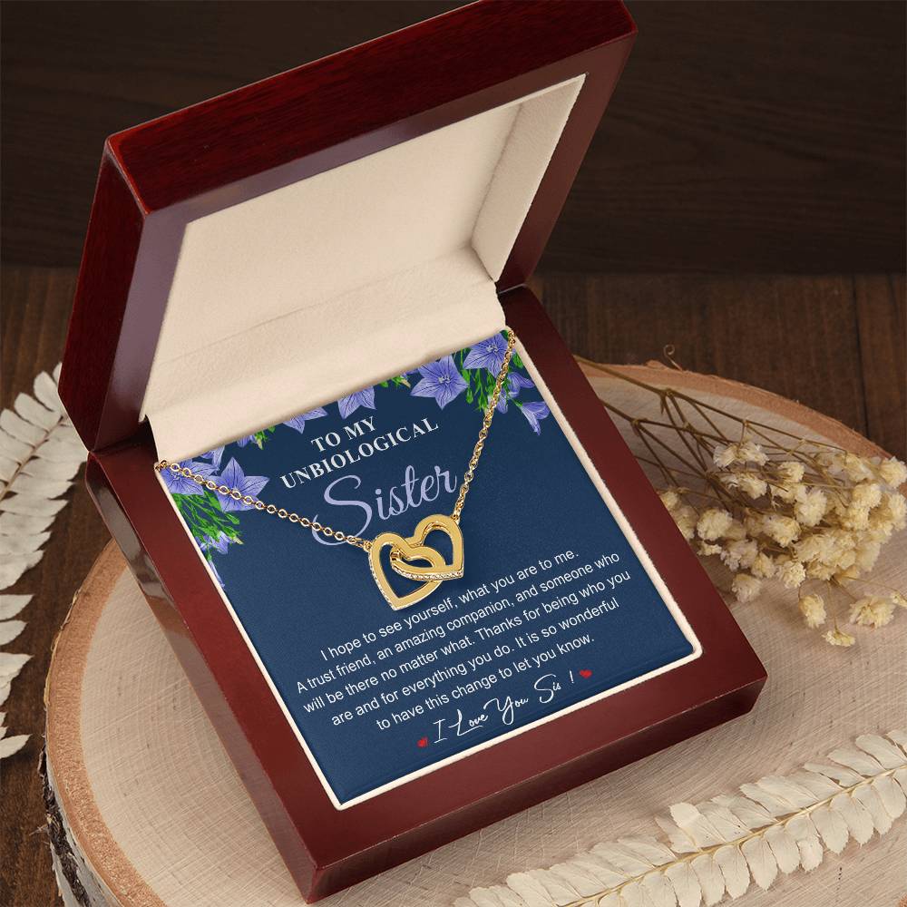 Collection Unbiological Sister - Love You Sis ! Interlocking Hearts Necklace