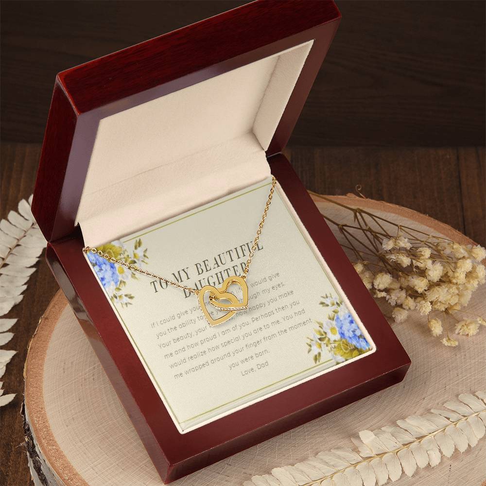 To My Daughter From Dad Interlocking Hearts Necklace Father To Daughter Gift Birthday Gift To Daughter From Dad Daughter Necklace