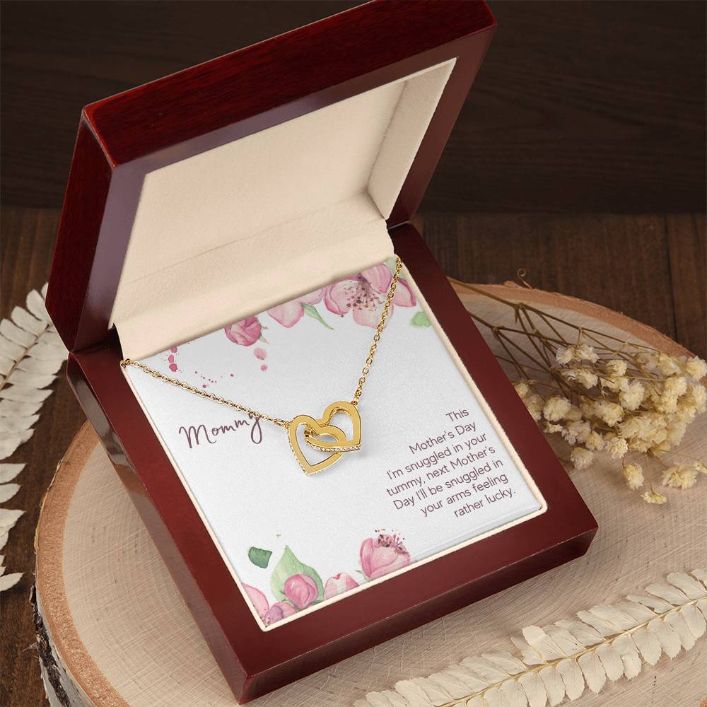 Mommy - This Mother'S Day I'M Snuggledin Your Tummy - Interlocking Heart Necklace Interlocking Hearts Necklace