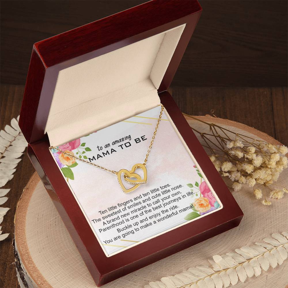 To An Amazing Mama To Be Necklace Gift Gift For First Time Mom Pregnancy Gift For Best Friend Mom To Be Interlocking Heart Necklace Interlocking Hearts Necklace
