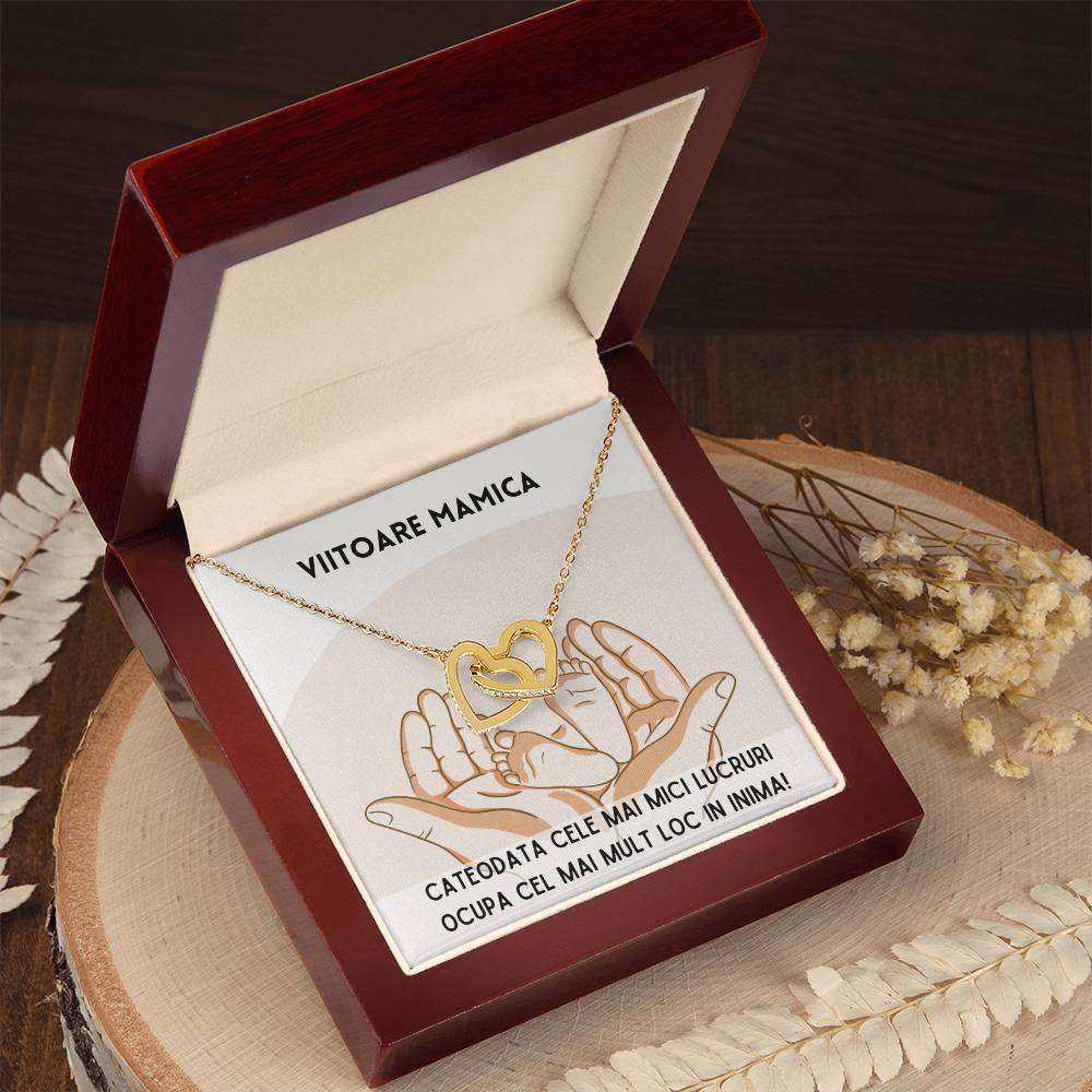 Colier Inimi Conectate Pentru Viitoare Mamica Interlocking Hearts Necklace