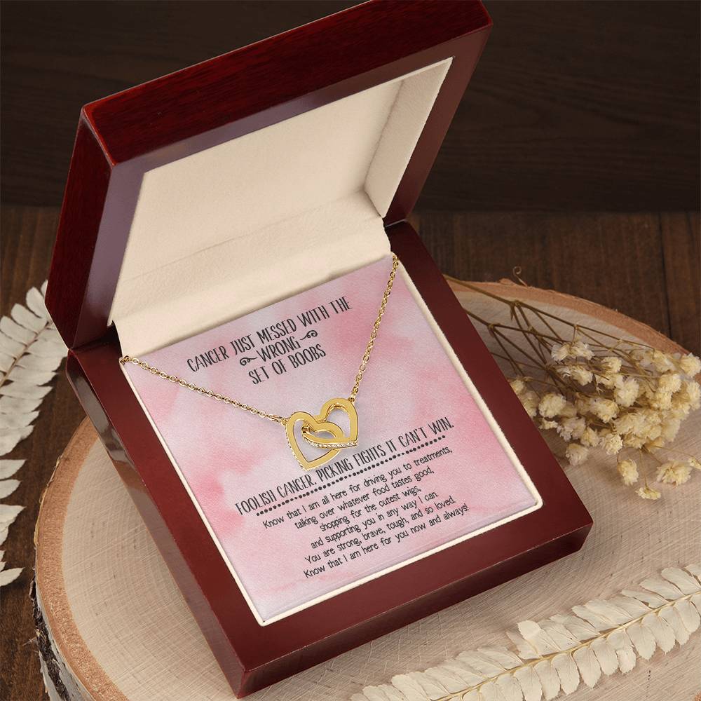 Cancer Support Necklace Interlocking Hearts Necklace