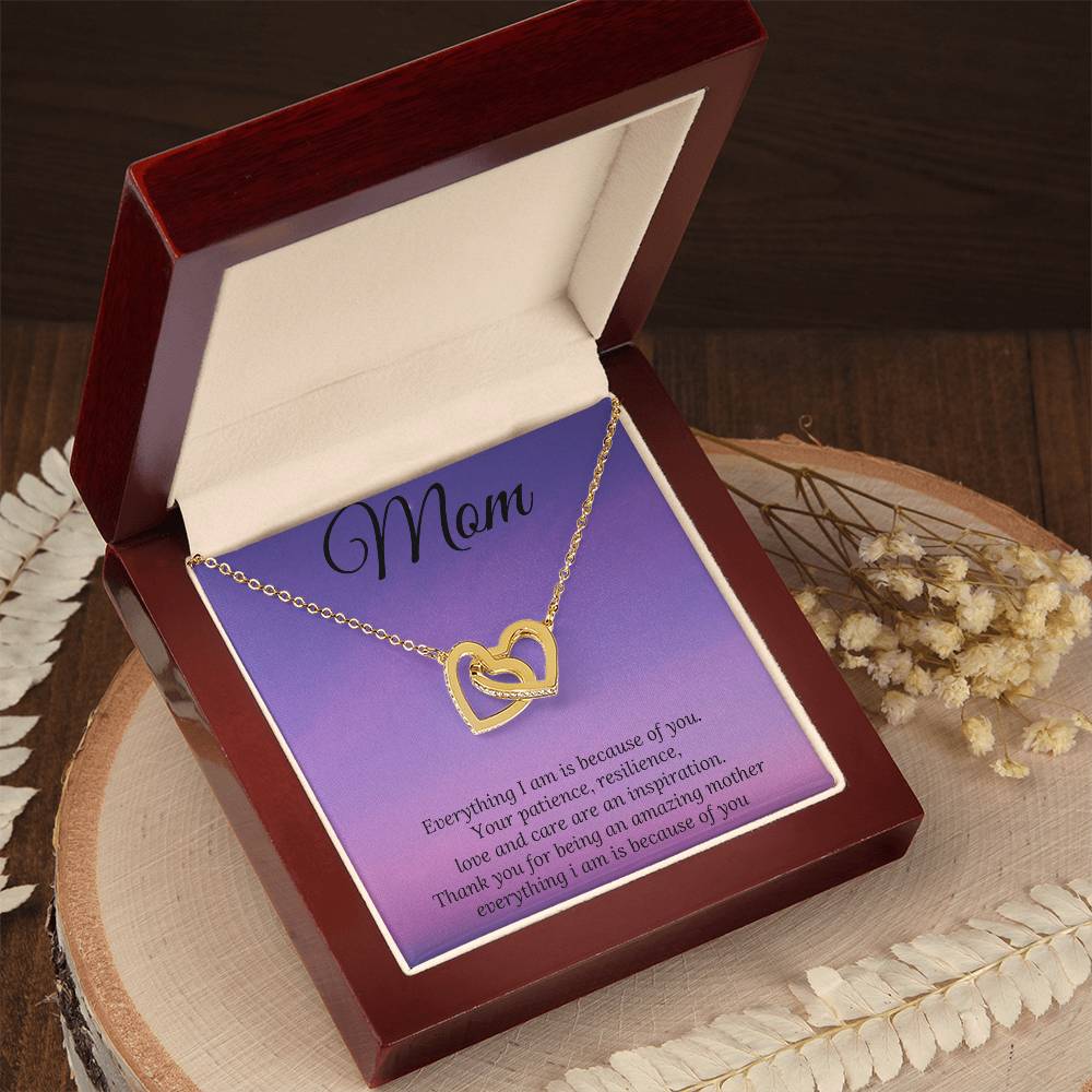Everything I Am Is Because Of You Two Hearts Interlocking Hearts Necklace