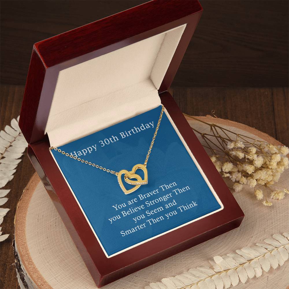 Happy 30Th Birthday Gifts For Girls Or Women Interlocking Hearts Necklace