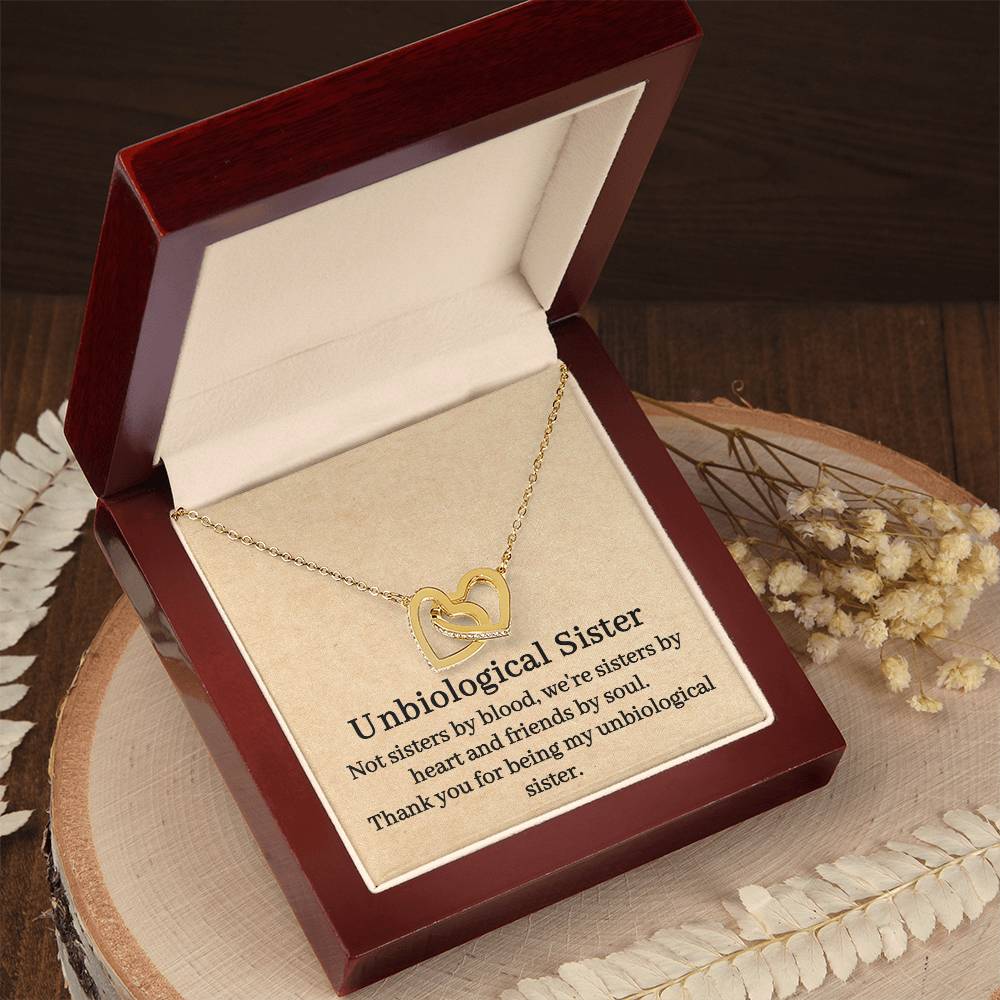 Unbiological Sister Interlocking Hearts Necklace