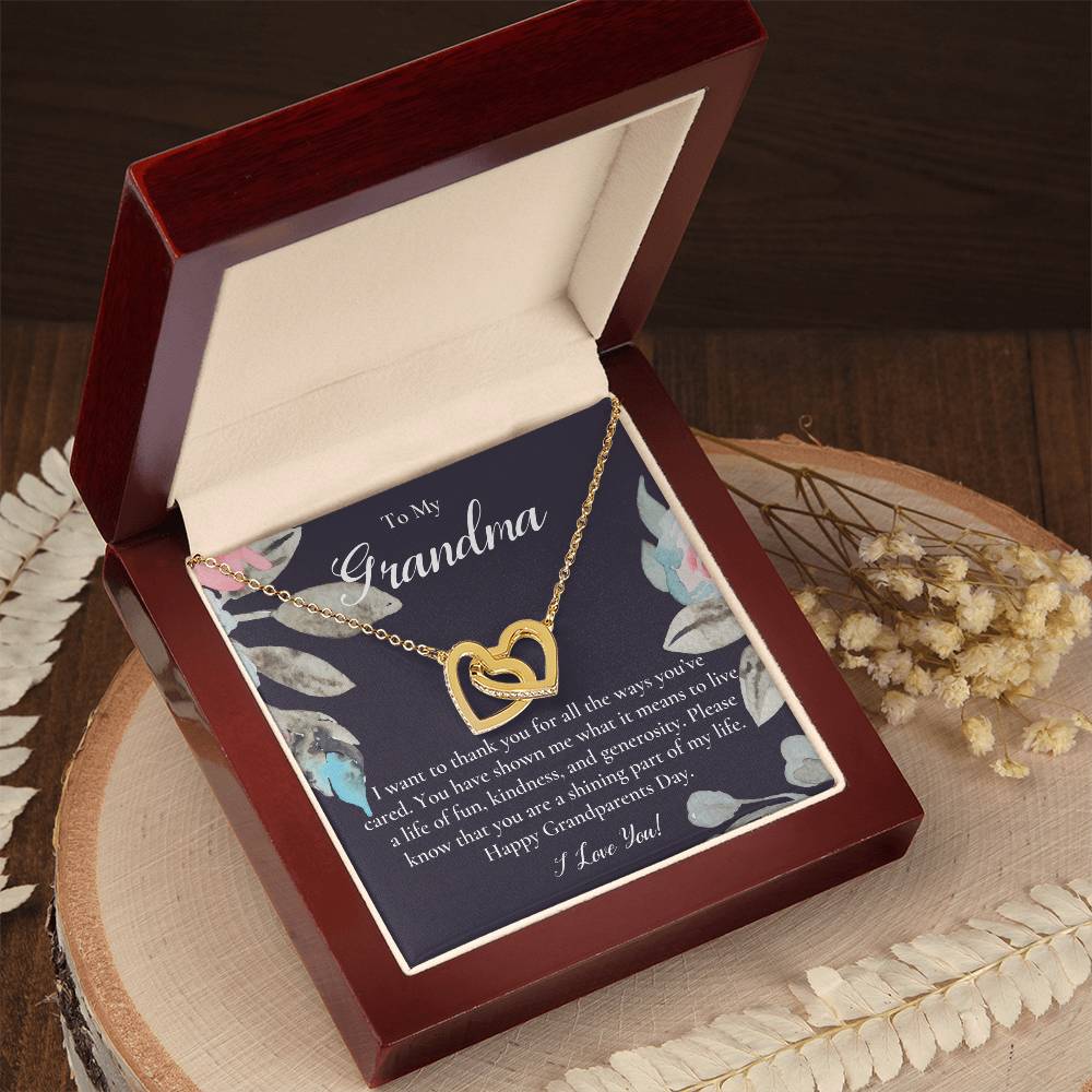 Gift For Grandma Necklace Grandmother Birthday Gift From Granddaughtergrandson To My Grandma Necklace Gift Grandmother Gift Grandparents Day Gift Interlocking Hearts Necklace