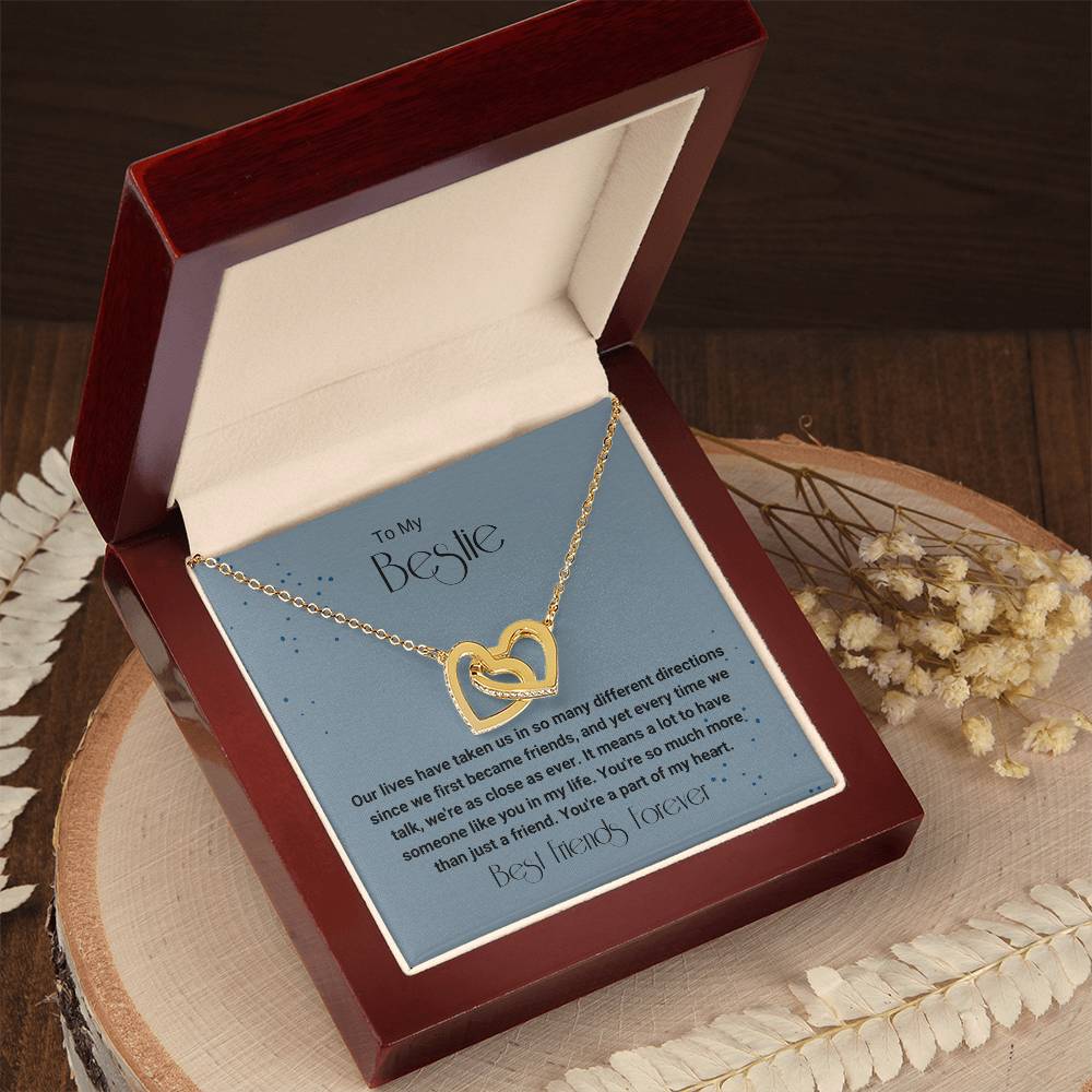 Bestie Different Directions Necklace Interlocking Hearts Necklace