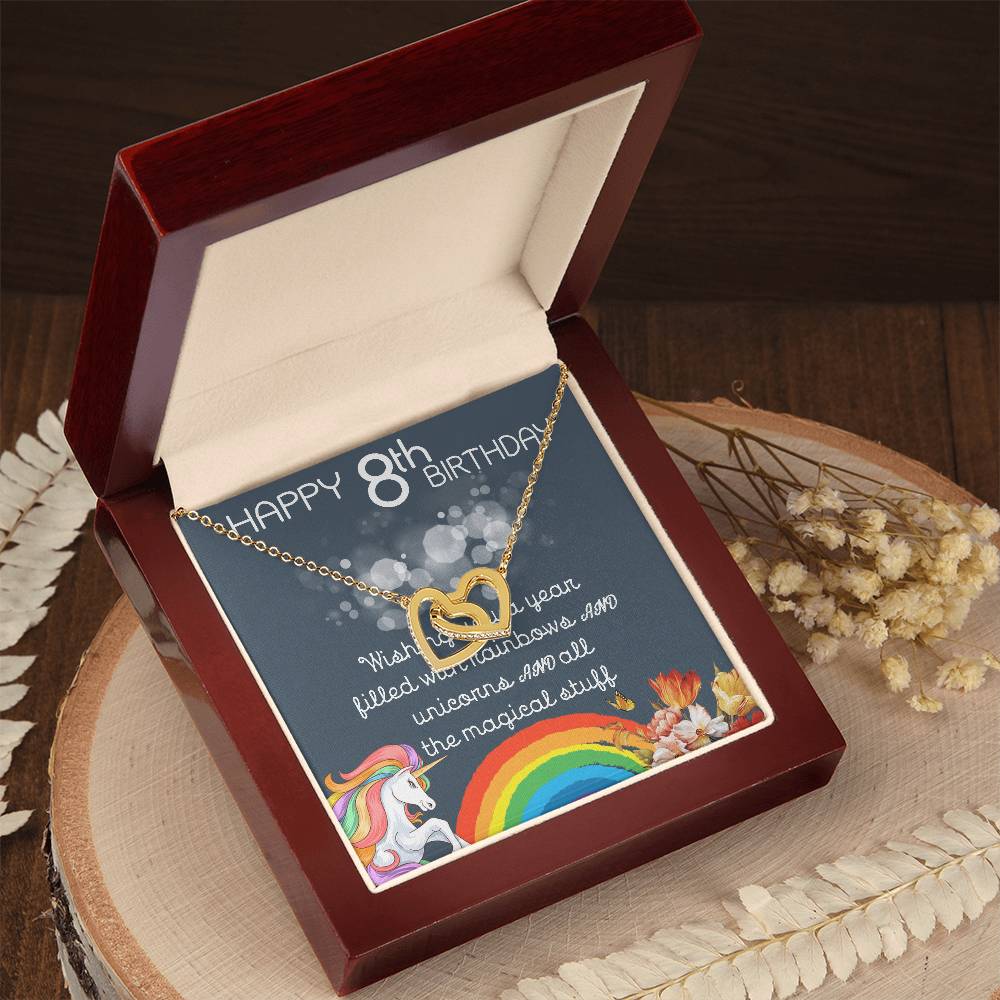 8Th Birthday Necklace Gifts For Girls Cute Unicorn 8 Years Old Girl Jewelry Gift For Daughter Niece Interlocking Necklace Xu246Il01 Interlocking Hearts Necklace