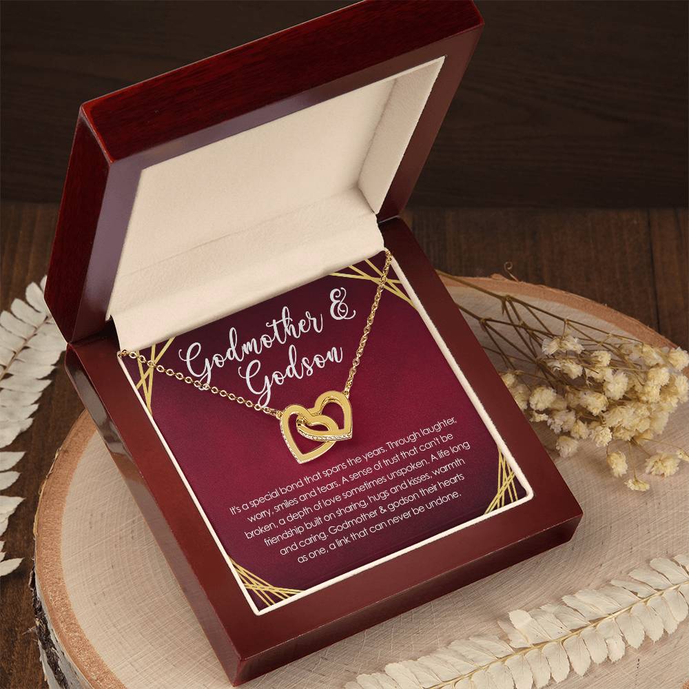 Special Bond Between Godmother & Godson Interlocking Hearts Necklace