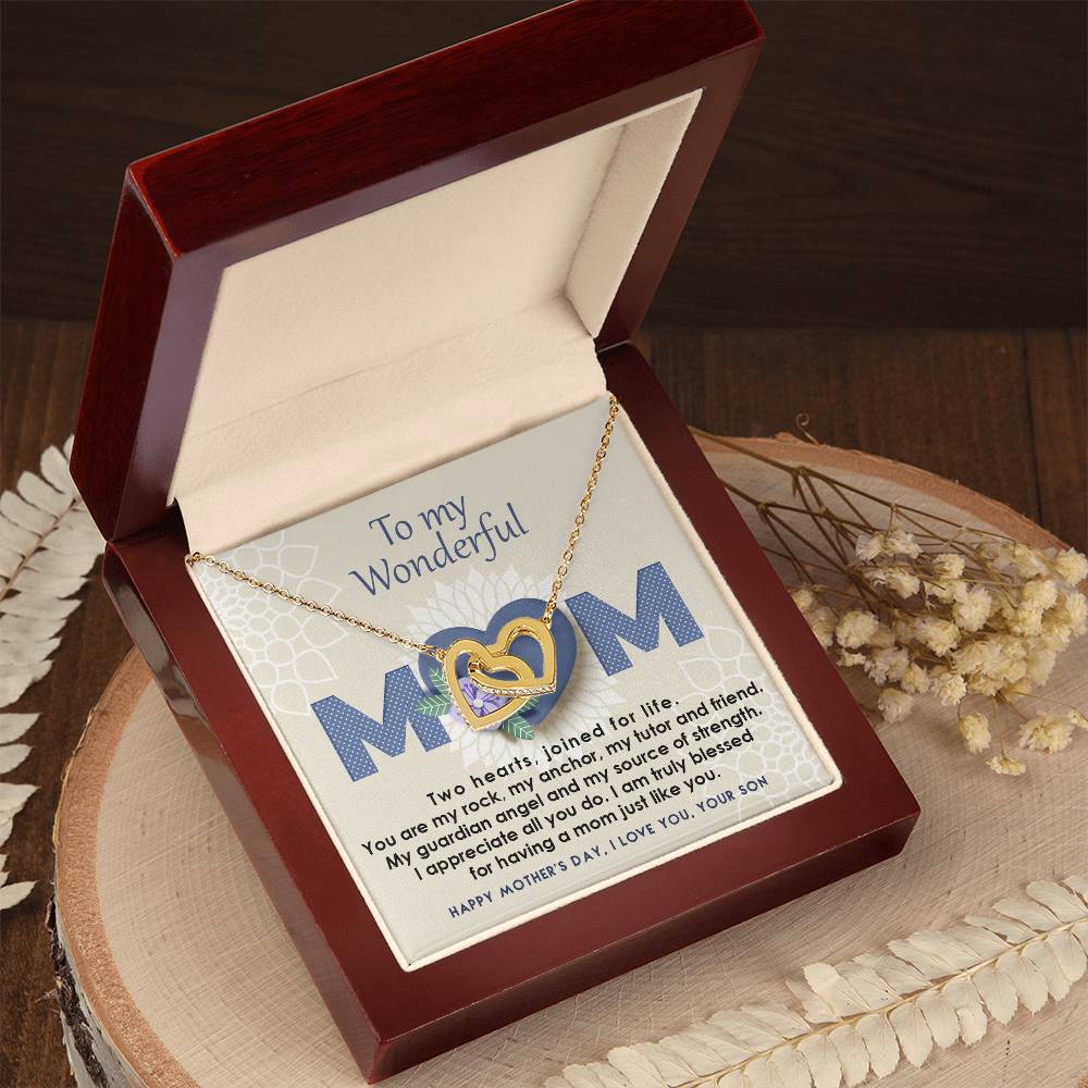 Mother And Son Interlocking Hearts Necklace - Joined For Life