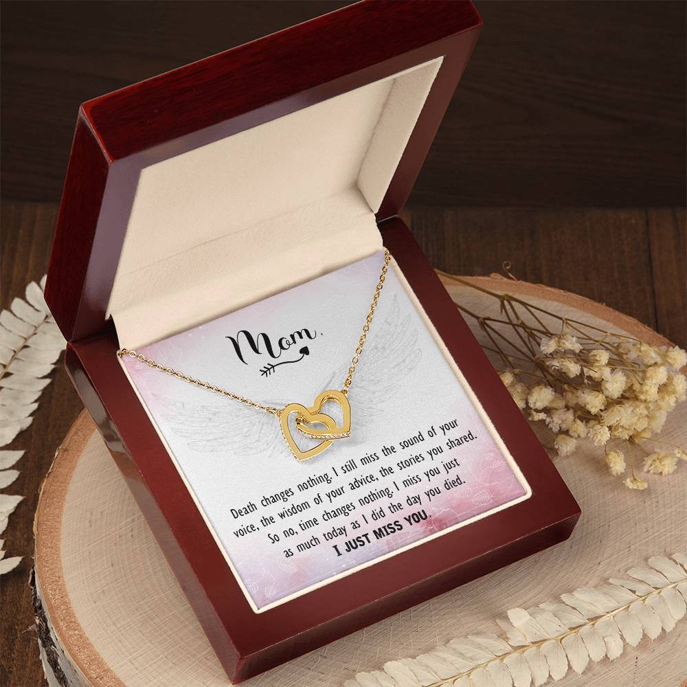 Mom - I Just Miss You - Interlocking Heart Necklace Interlocking Hearts Necklace