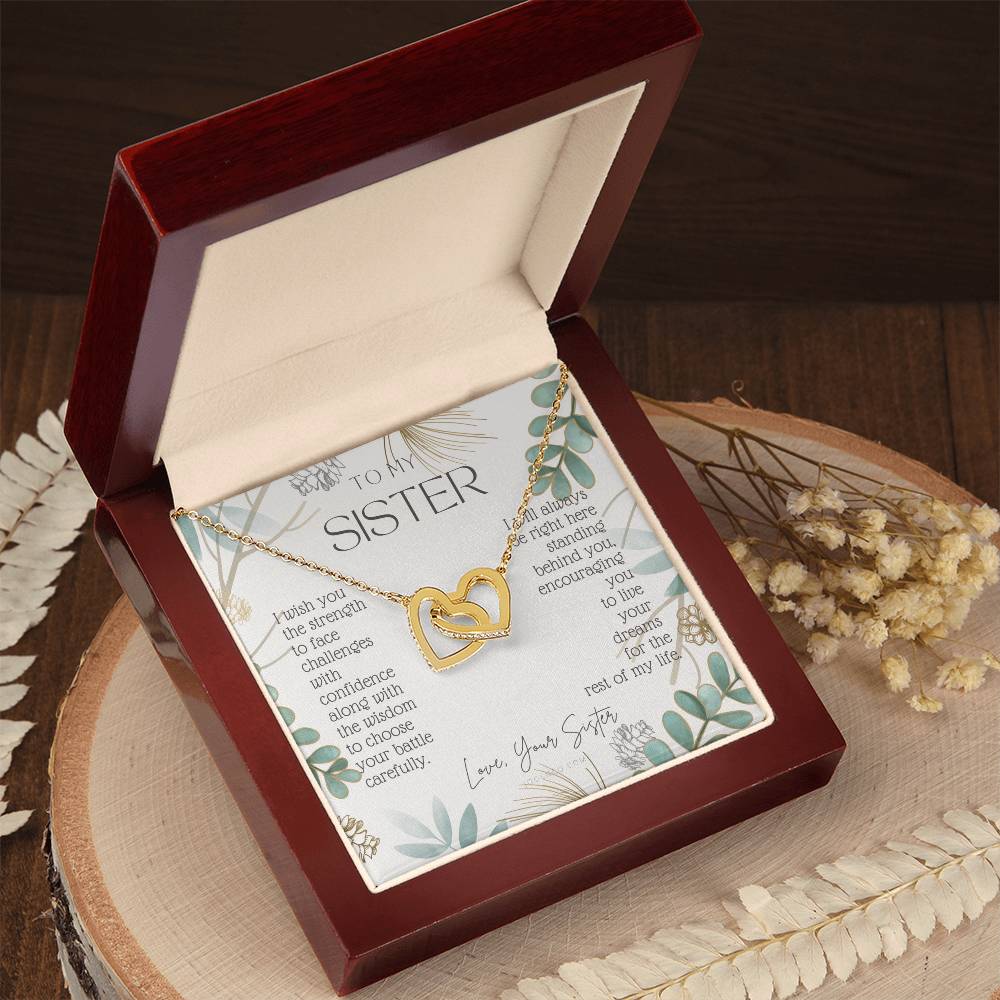 To My Sister Live Your Dreams Gift For Sister From Sister Sister Birthday Graduation Christmas Present Interlocking Hearts Necklace