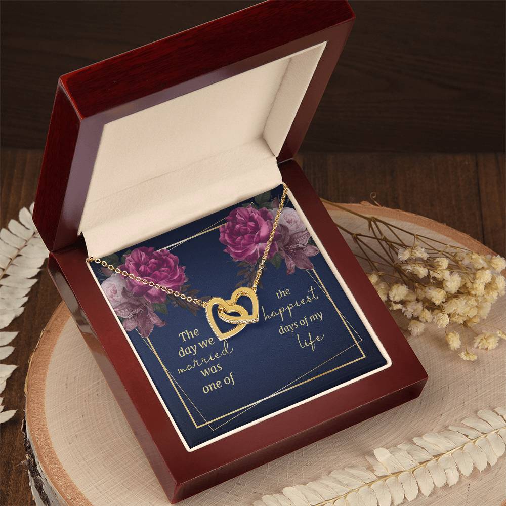 The Day We Married - Interlocking Hearts Necklace - Gift For Wife