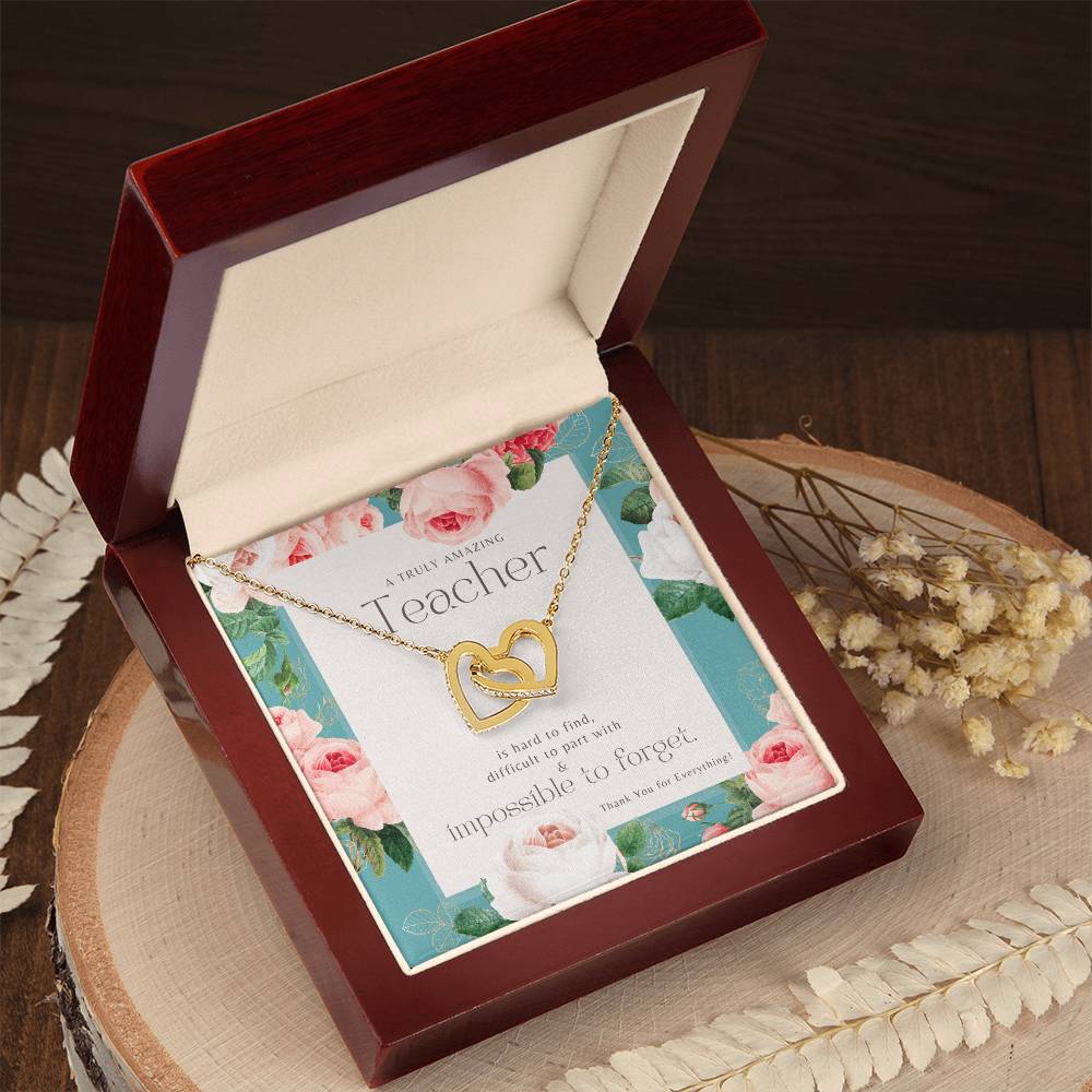 Teacher Gift Gift For Teacher Necklace A Truly Amazing Teacher Appreciation Gift Interlocking Hearts Necklace