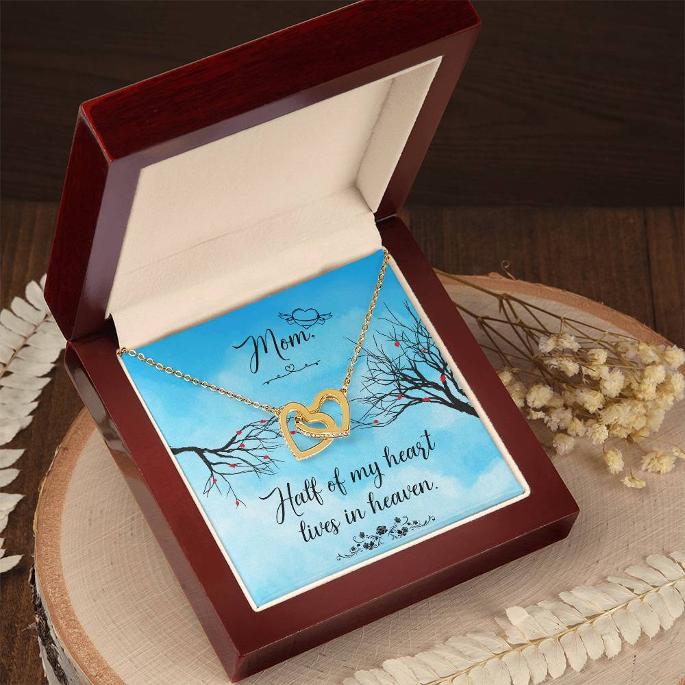 Mom Half Of My H Heart - Lives In Heaven - Interlocking Heart Necklace Interlocking Hearts Necklace