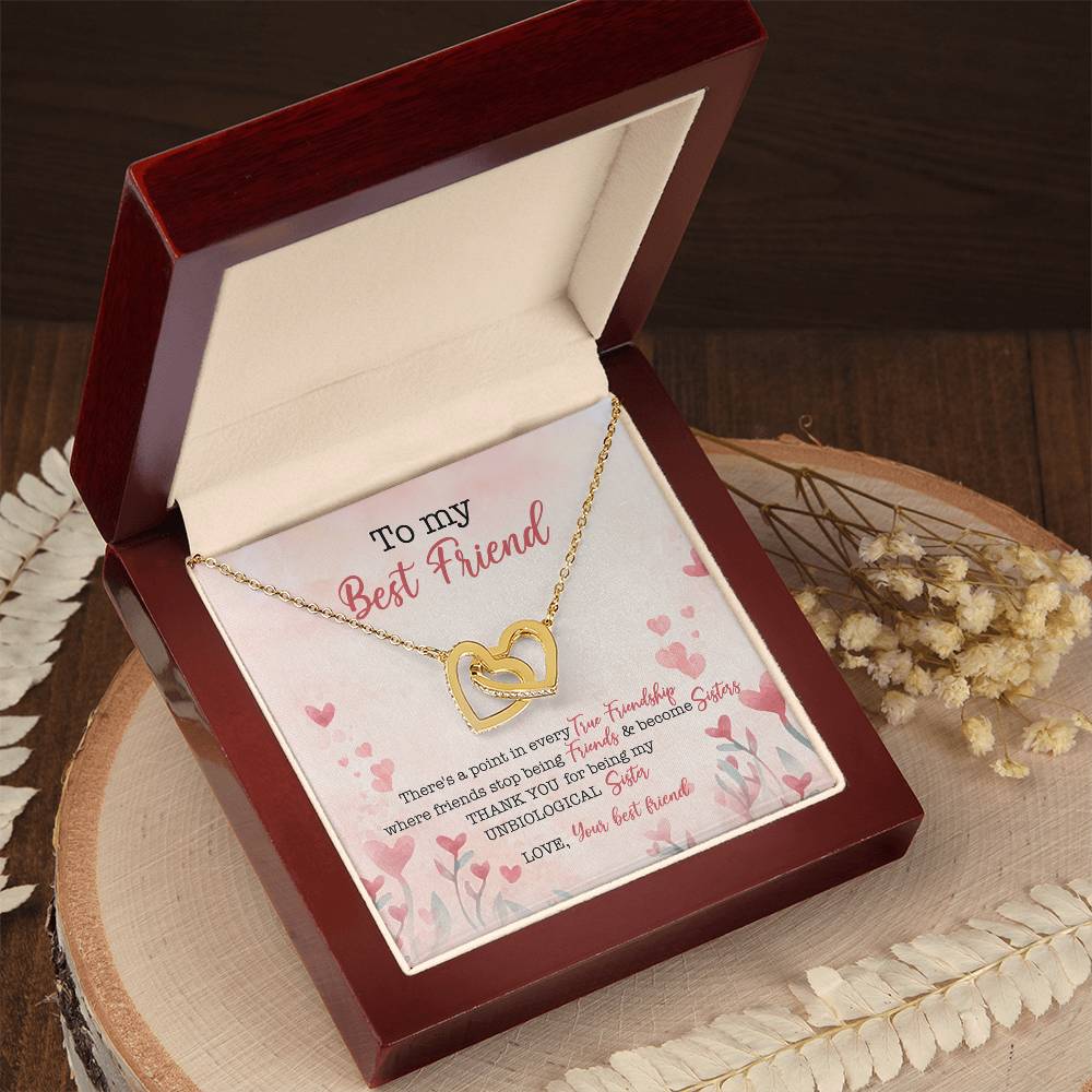 To My Best Friend There'S A Point In Every True Friendship Where Friends Stop Being Friends & Become Sisters Interlocking Hearts Necklace