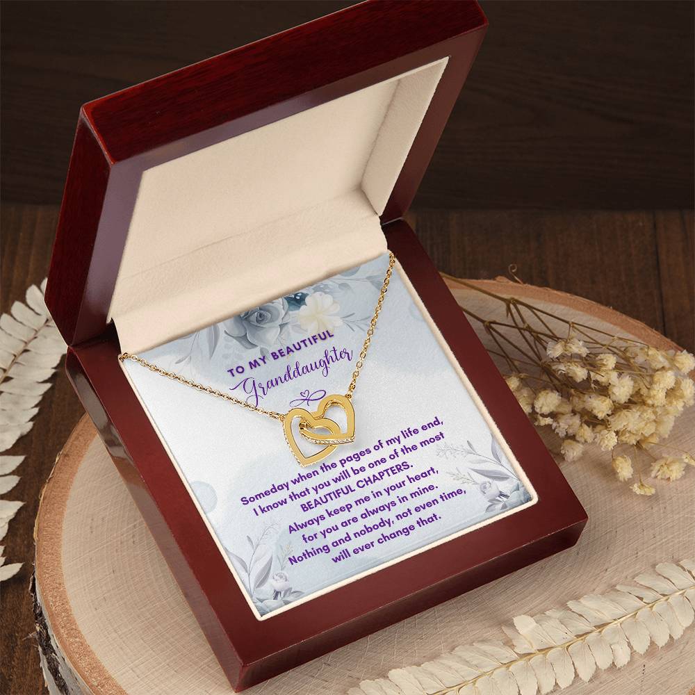 Granddaughter Most Beautiful Chapters Interlocking Hearts Necklace
