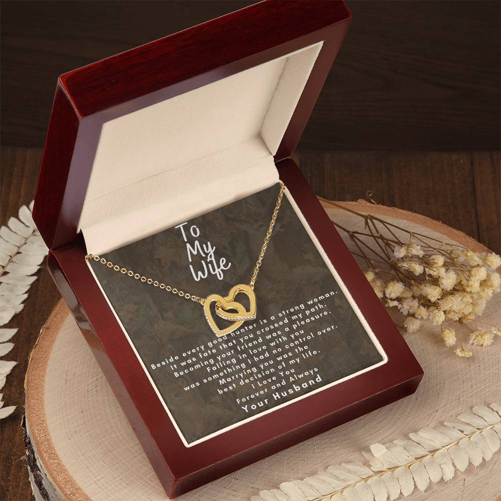 Dear Wife - Make Her Day - Dual Hearts Necklace Interlocking Hearts Necklace