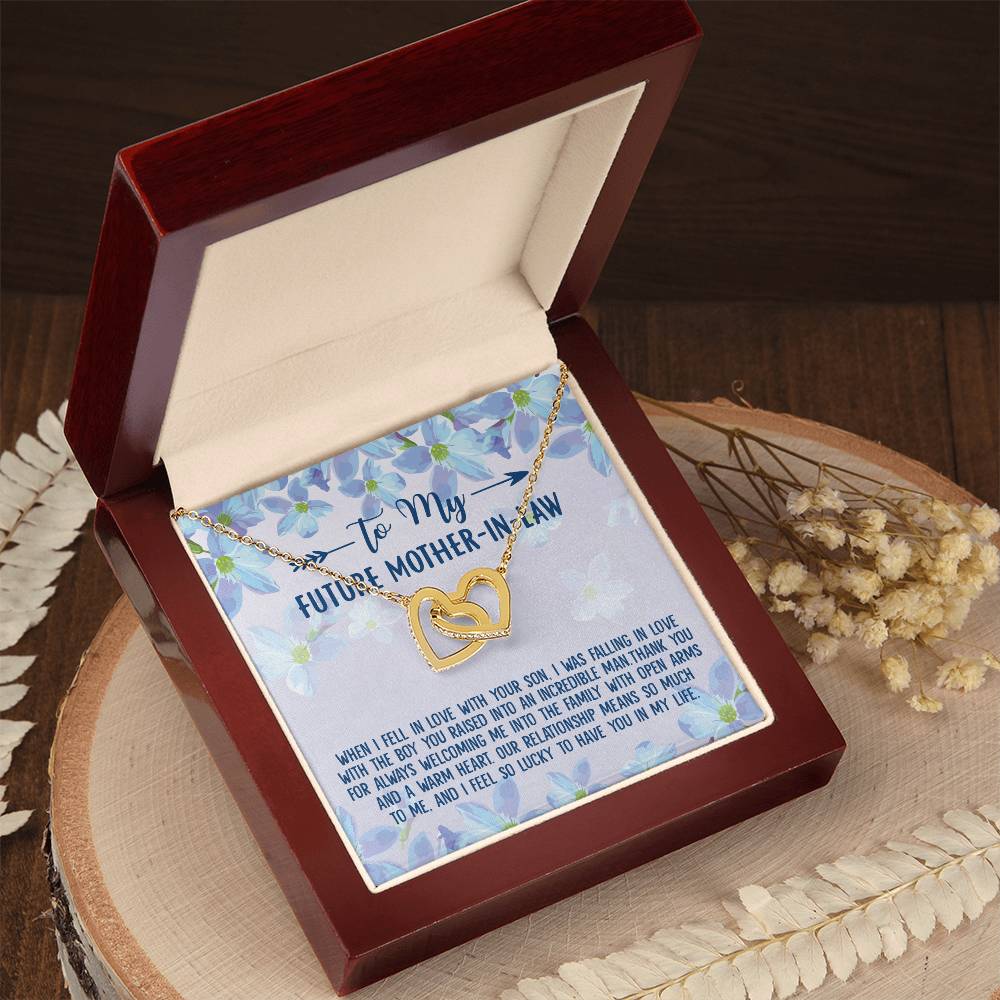 To My Future Mother-In-Law Gift For Birthday Anniversary Or Any Occasion Interlocking Hearts Necklace