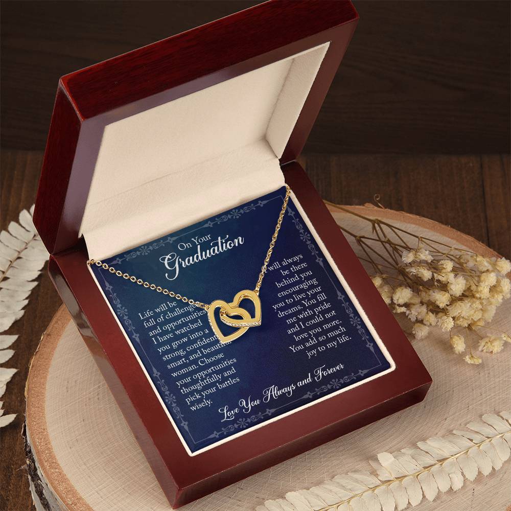 Daughter On Your Graduation - Linked Hearts Necklace Interlocking Hearts Necklace