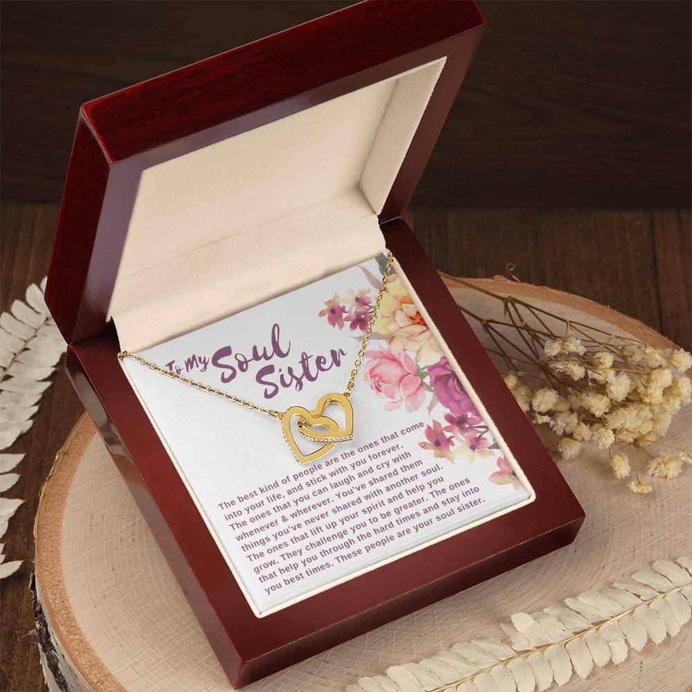 To My Soul Sister Joined Hearts Necklace Interlocking Hearts Necklace