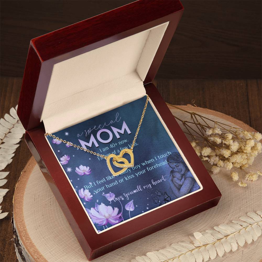 Feel Like Baby Boy Gift For Mom Interlocking Hearts Necklace