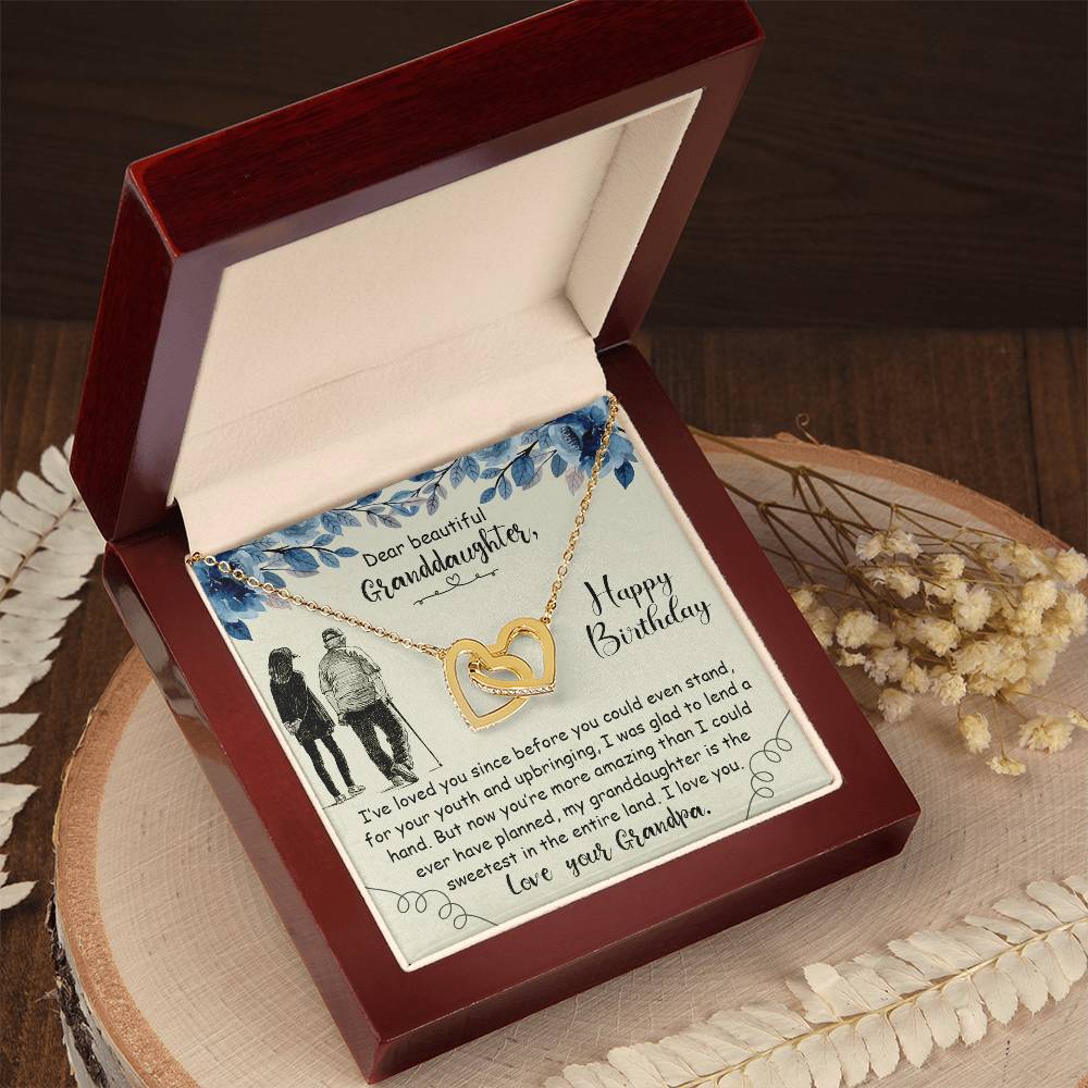 Dear Beautiful Granddaughter Interlocking Hearts Necklace