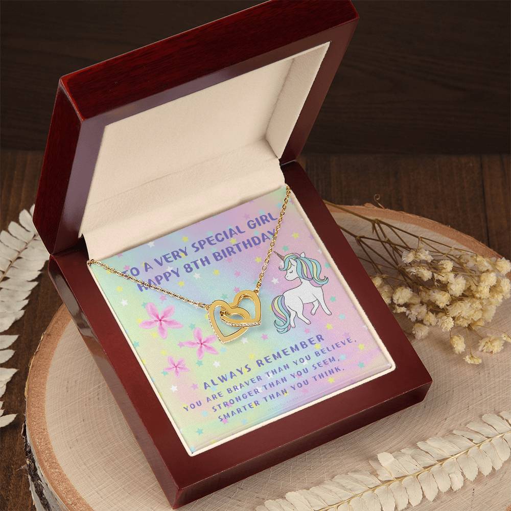 8Th Birthday Gift 8Th Birthday Necklace Gift Happy 8Th Birthday Gift Gift For 8 Year Birthday Girl Interlocking Hearts Necklace