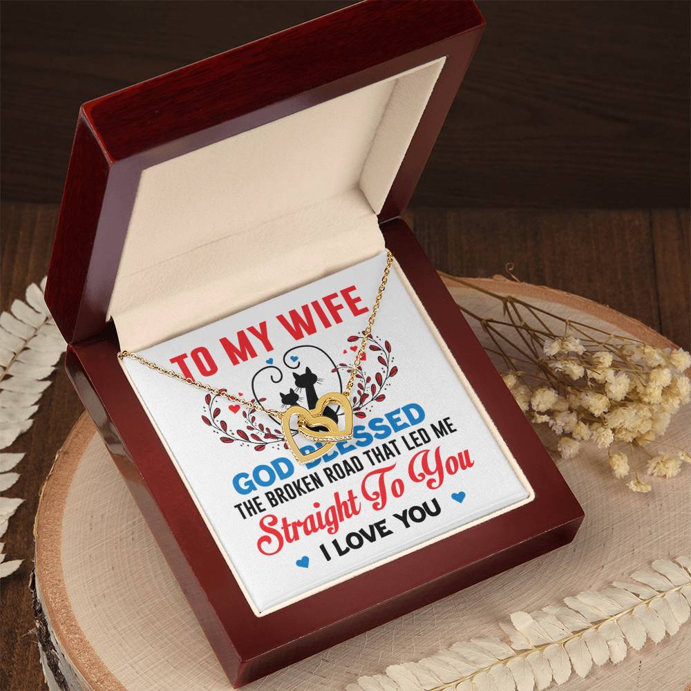 To My Wife Interlocking Hearts Necklace
