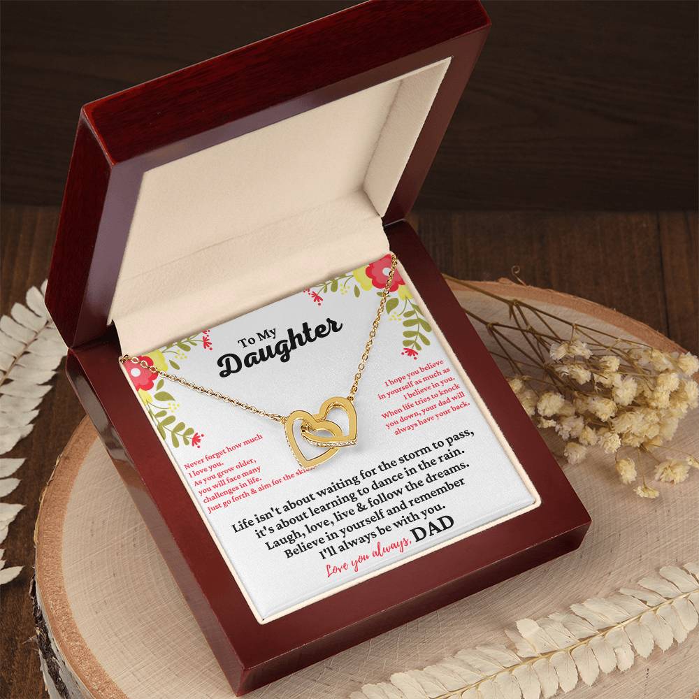 To My Daughter - I'Ll Always Be With You - Necklace Interlocking Hearts Necklace