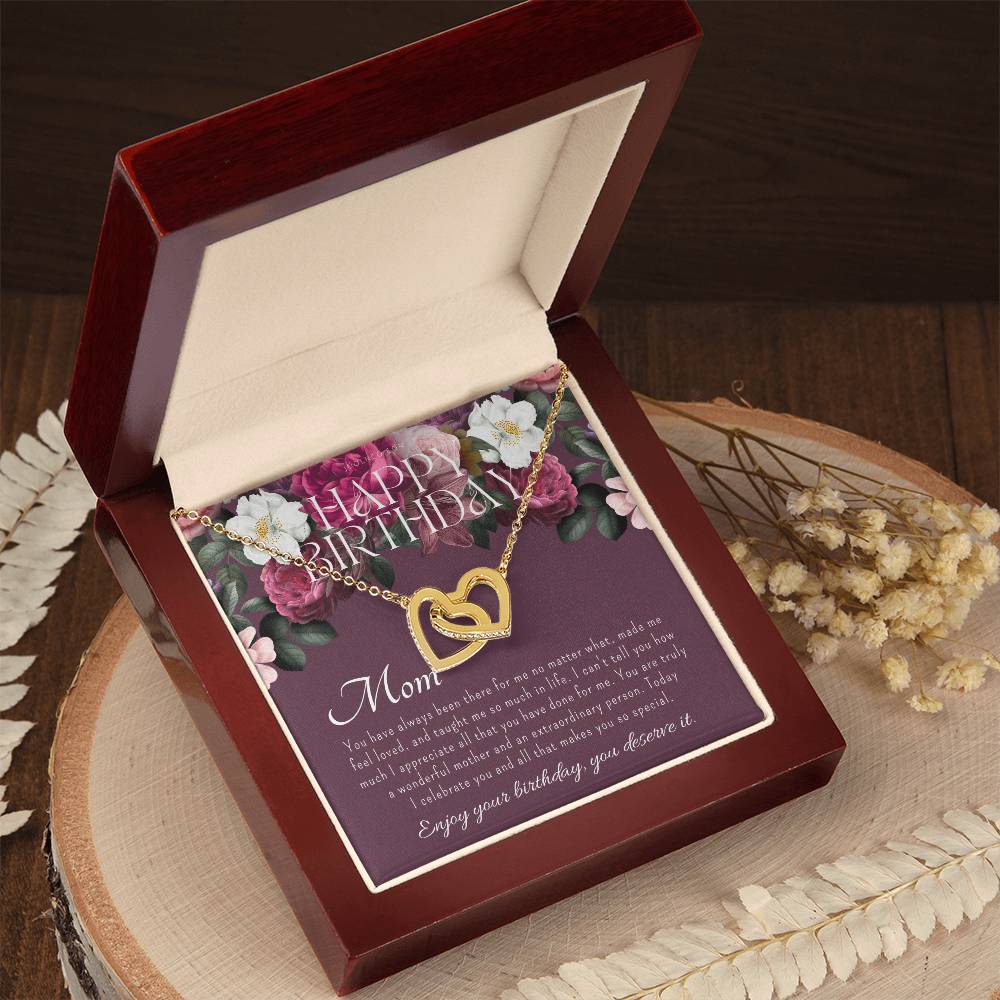 Mother'S Birthday Gift Necklace For Mom'S Birthday Elegant Gift For Mom From Daughter & Son Best Mom Gift Message Card Elegant Gift Interlocking Hearts Necklace