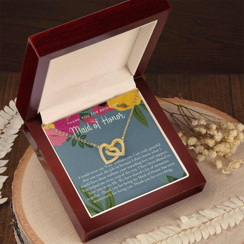 Maid Of Honor Thank You Gift From Bride Bridesmaid Gift Maid Of Honor Gift Necklace Matron Of Honor Gift Thank You Gift From Bride Interlocking Hearts Necklace
