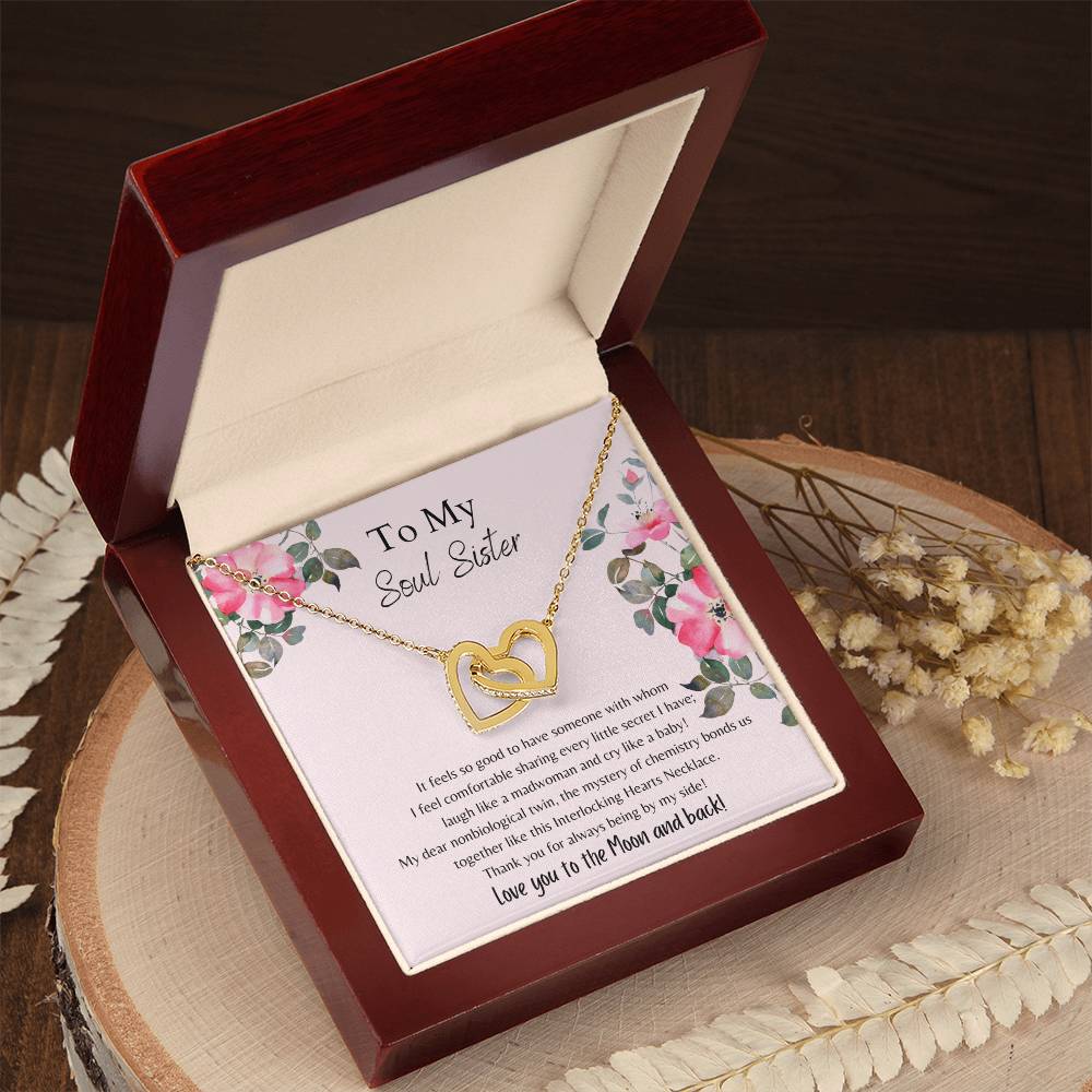 To My Soul Sister Interlocking Hearts Necklace