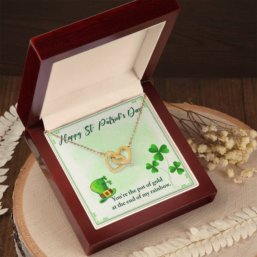 Happy St Patrick'S Day - You'Re The Pot Of Gold At The End Of My Rainbow -Necklace Interlocking Hearts Necklace