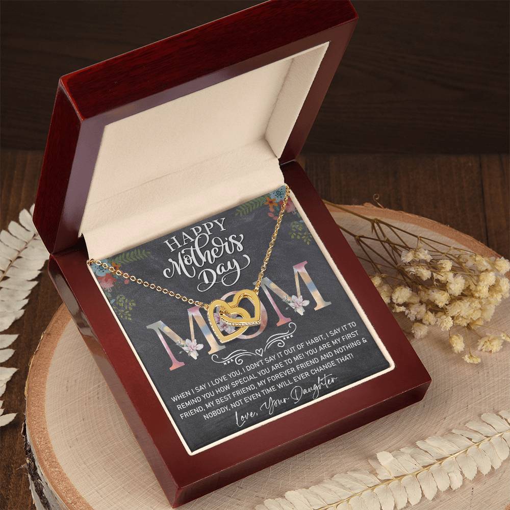 Perfect Gift For Mom- Luxury Necklace With Message Card Interlocking Hearts Necklace