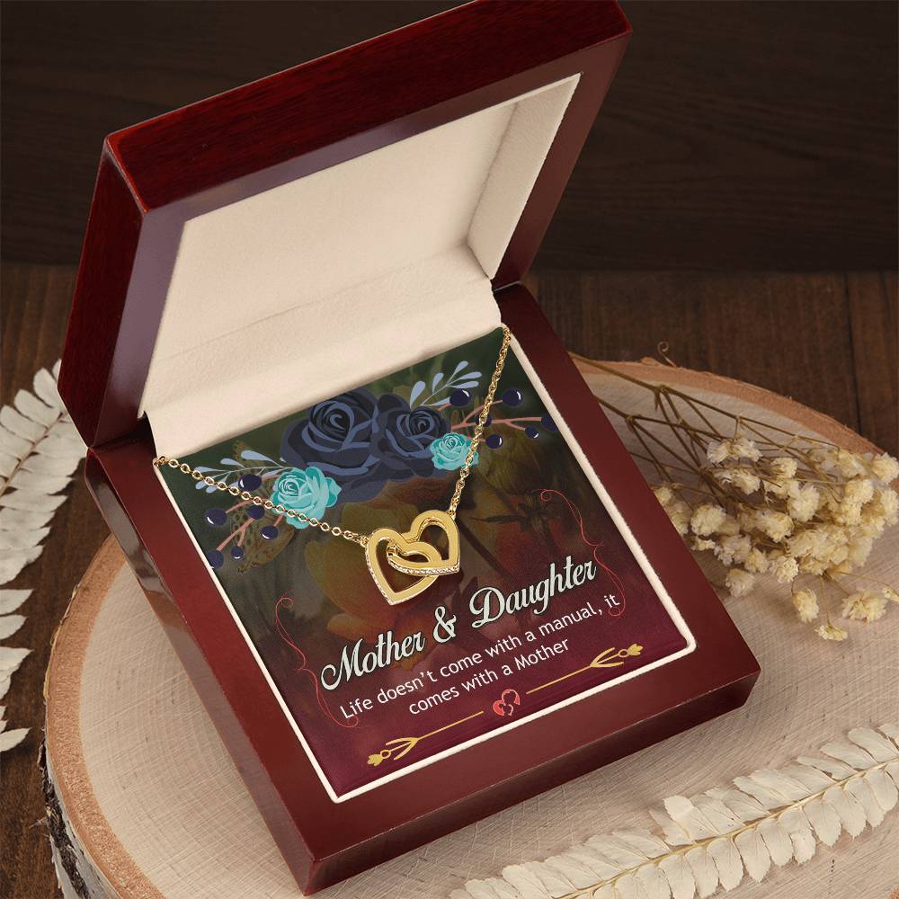 Mother'S Day Necklace With Message Card - Life Doesn'T Come With A Manual It Comes With A Mother Interlocking Hearts Necklace