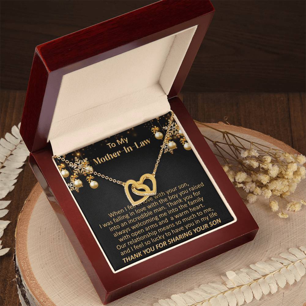 Gift For Mother-In-Law Christmas - So Lucky - Interlocking Interlocking Hearts Necklace